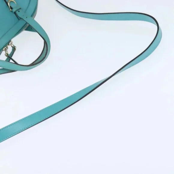 GUCCI Hand Bag Leather 2way Turquoise Blue Gold 309614 Auth 149064 - Picture 9 of 16